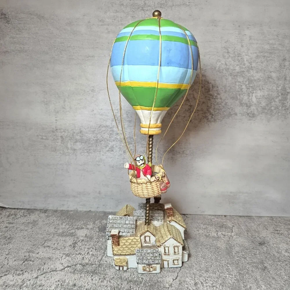 Vtg George Good Hot Air Balloon Music Box Plays Around The World In 80 Days 1986